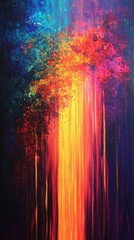 Fototapeta premium Abstract forest with vibrant colors in vertical
