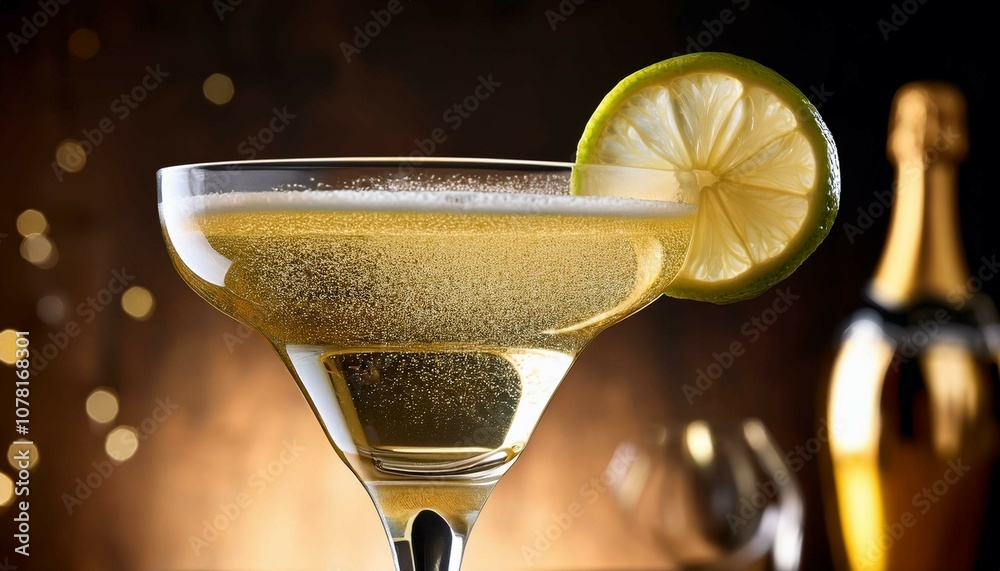 Wall mural glass of champagne with lemon