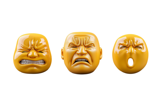 Three Expressive Emoji Faces on Display
