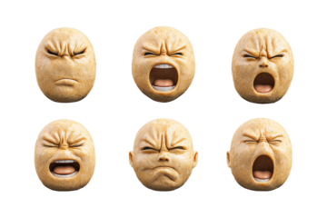 Six Textured Faces Expressing Emotions