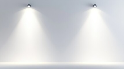 A background of plain white wall with two very bright spotlight lights