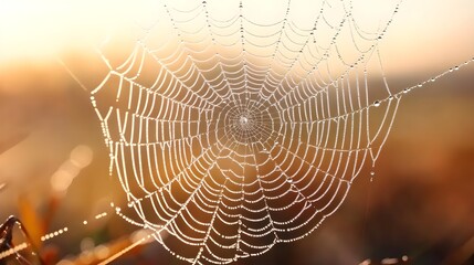 Dewy Spider Web Sunrise