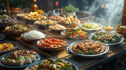 Obraz premium Traditional Moroccan Feast with Tagine and Couscous
