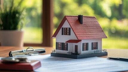 North American real estate lawyer consulting on property issues. organized desk with documents.