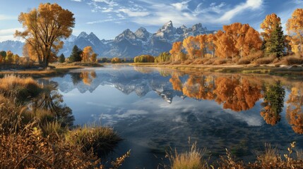 Fototapeta premium Autumn Reflections in Scenic Mountain Landscape