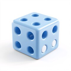 2408_009.A simple Shape sorter cube for babies and toddlers, Soft sky blue color, white background, 3D Rendering, isometric