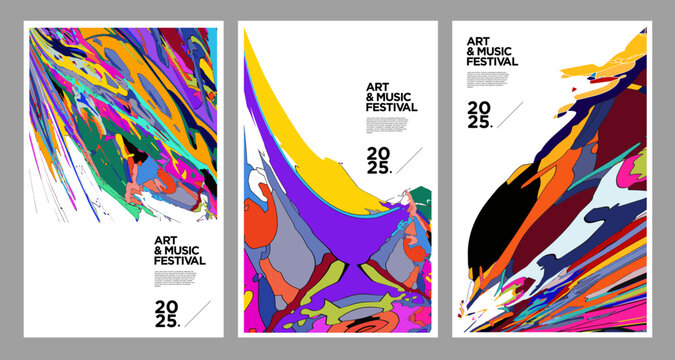 Abstract background, colorful psychedelic fluid shape, doodle for Art and Music, New Year Festival 2025