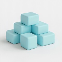 Naklejka premium 2408_082.A simple Soft play blocks for babies and toddlers, Soft aqua color, white background, 3D Rendering, isometric