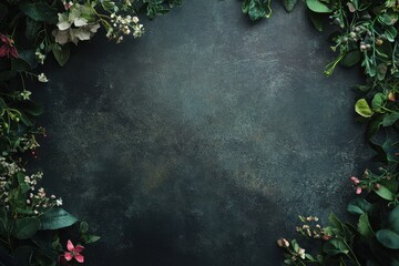 Dark Green Background with Floral Frame.