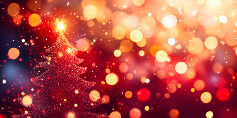 Festive Sparkling Christmas Tree Bokeh Background