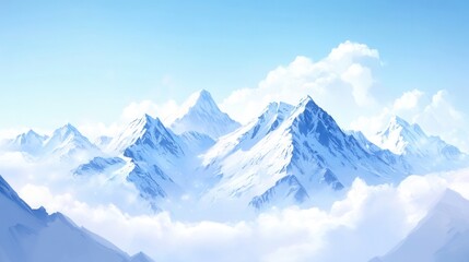 Obraz premium Majestic Snow Capped Mountains Serenity Landscape Cloudscape Panorama