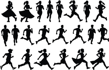 Fototapeta premium Running silhouette vectors