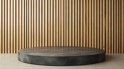 Modern Minimalist Stone Product Display Round Platform Wood Background