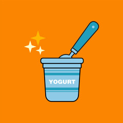 Yogurt cup with spoon illustration.