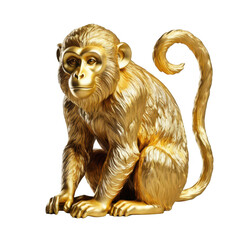 Golden monkey statue with a curled tail