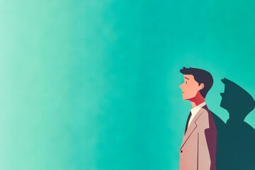 A man in a suit is standing in front of a green background. He looks sad and is looking down