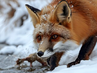 Obraz premium Red Fox in Winter Wonderland