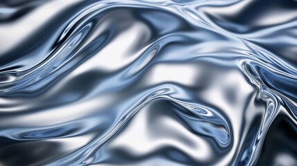 Liquid Metal Texture Abstract Silver Blue Flowing Background