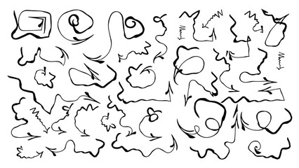 Marker scribble elements set collection. Hand drawn strokes, underlines, wave brush marks.Scribble hand draw  doodle ink. Highlight hand drawn arrow marker.