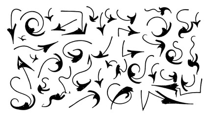 Scribble hand draw  doodle ink. Highlight hand drawn arrow marker isolated  mark  lines, circle and arrow line for highlighting text.Hand drawn, doodle elements isolated on transparent background.