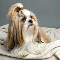Naklejka premium The Lhasa Apso is a small, affectionate dog with a long, flowing coat.