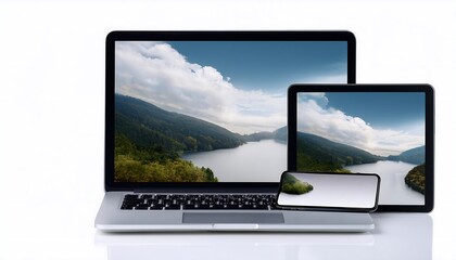 Fototapeta premium Laptop computer screen displaying a digital map, a modern technology concept for business and travel