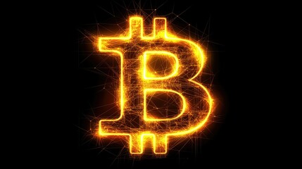 Bright Bitcoin Symbol on Dark Background