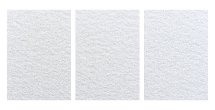 three plain white pasteboard papers with texture. transparent background
