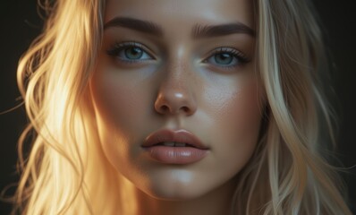 Blonde female model with striking features