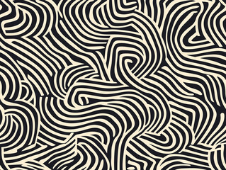 Monochrome Abstract Flowing Lines Seamless Pattern