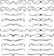 Obraz premium Set of decorative calligraphic elements, border and page rules frame. Dividers vector set for wedding or card decoration and text design