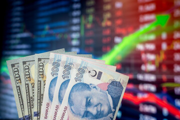 US dollar and Turkish lira macro detail shooting