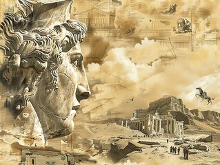 Ancient Wonders: A Collage of Greek and Persian Architecture