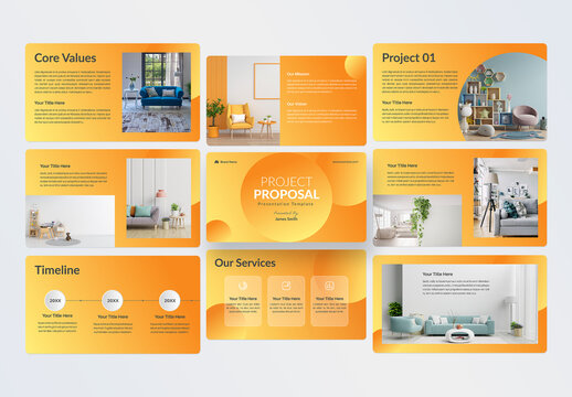 Project Proposal Presentation With Orange Accents