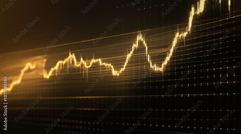 Poster golden line graph with data points and scale