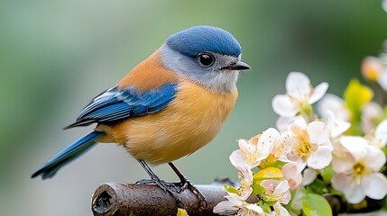 Obraz premium Close up view of a blue tit bird perched elegantly, its vibrant blue feathers glistening in the light as each intricate detail of its plumage is highlighted.