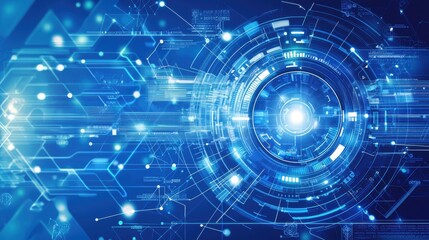 Abstract digital design featuring futuristic elements and technology motifs.