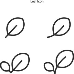 Leaf icon in outline style on white background. leaf outline icon set. nature icon, leaf vector illustration.