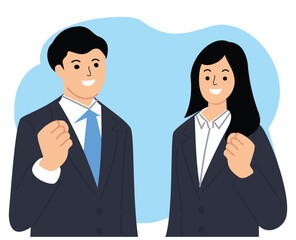 Job Recruitment Poster with Illustration of Man and Woman Corporate Employee
