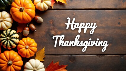 Classic happy thanksgiving quotes layout with an inviting rustic backdrop and fall accents.