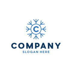 Letter C Snowflake Simple Icon Modern Business Creative Design Logo