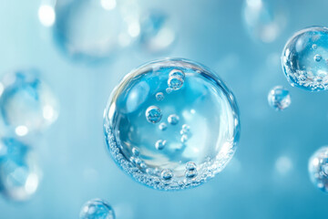  Blue nature background, water drops macro