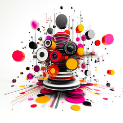 Obraz premium A colorful, abstract design of many circles and squares