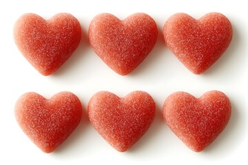 Obraz premium Light red hearts arranged in a simple grid pattern on a white background.