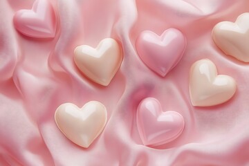Obraz premium Love heart pattern on soft cream-colored background.