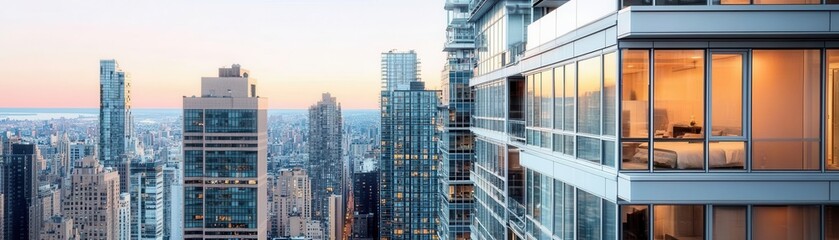 Fototapeta premium High-rise residential buildings with city views, highlighting demand for downtown living