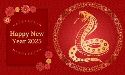 Obraz premium holiday card, banner for chinese new year of the snake 2025