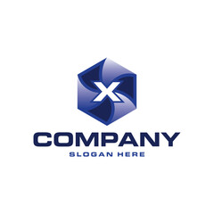 Obraz premium Initial X Hexagon Modern Geometric Creative Simplicity Business Technology Logo
