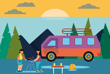 Naklejka premium Caravan Concept Illustration Stylish and Beautiful