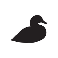 Duck icon. Duck black silhouette isolated on white background. Vector illustration, Domestic and wild ducks.
